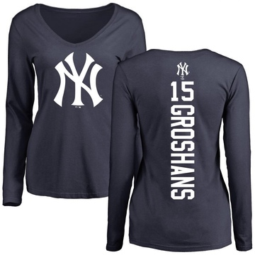 Women's New York Yankees Jordan Groshans ＃15 Backer Slim Fit Long Sleeve T-Shirt - Navy