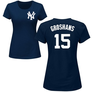 Women's New York Yankees Jordan Groshans ＃15 Roster Name & Number T-Shirt - Navy