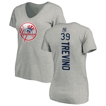 Women's New York Yankees Jose Trevino ＃39 Backer Slim Fit T-Shirt Ash