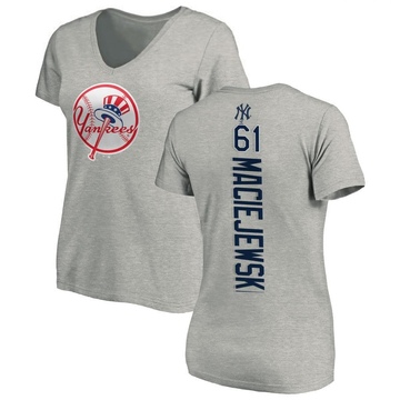 Women's New York Yankees Josh Maciejewski ＃61 Backer Slim Fit T-Shirt Ash