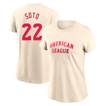 Women's New York Yankees Juan Soto ＃22 Game American League 2024 All-Star Team T-Shirt - Cream