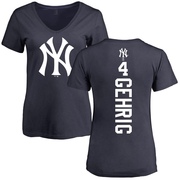 Women's New York Yankees Lou Gehrig ＃4 Backer Slim Fit T-Shirt - Navy