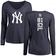 Women's New York Yankees Luis Gil ＃81 Backer Slim Fit Long Sleeve T-Shirt - Navy