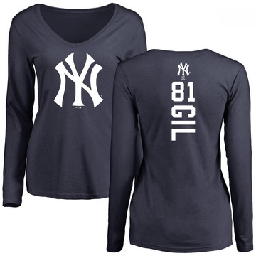 Women's New York Yankees Luis Gil ＃81 Backer Slim Fit Long Sleeve T-Shirt - Navy