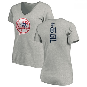 Women's New York Yankees Luis Gil ＃81 Backer Slim Fit T-Shirt Ash