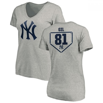 Women's New York Yankees Luis Gil ＃81 RBI Slim Fit V-Neck T-Shirt Heathered - Gray