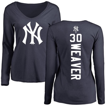 Women's New York Yankees Luke Weaver ＃30 Backer Slim Fit Long Sleeve T-Shirt - Navy