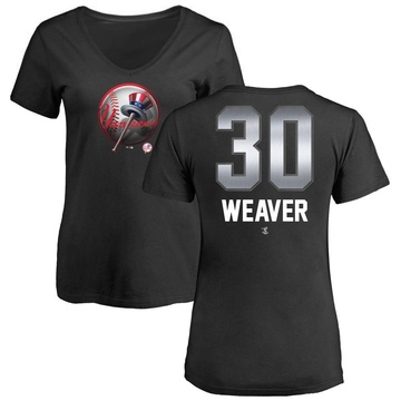 Women's New York Yankees Luke Weaver ＃30 Midnight Mascot V-Neck T-Shirt - Black