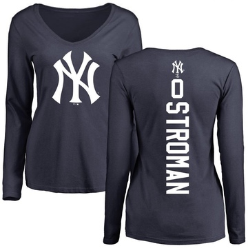 Women's New York Yankees Marcus Stroman ＃0 Backer Slim Fit Long Sleeve T-Shirt - Navy