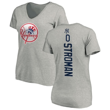 Women's New York Yankees Marcus Stroman ＃0 Backer Slim Fit T-Shirt Ash