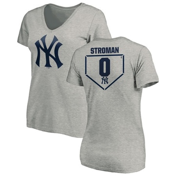 Women's New York Yankees Marcus Stroman ＃0 RBI Slim Fit V-Neck T-Shirt Heathered - Gray