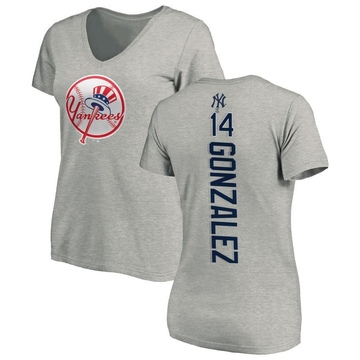 Women's New York Yankees Marwin Gonzalez ＃14 Backer Slim Fit T-Shirt Ash