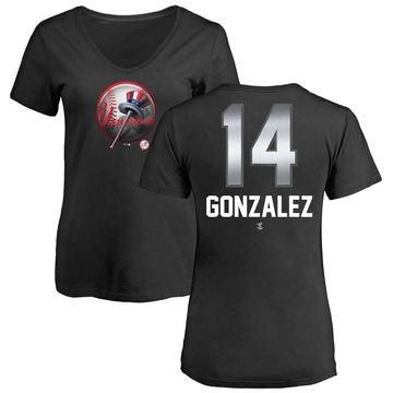 Women's New York Yankees Marwin Gonzalez ＃14 Midnight Mascot V-Neck T-Shirt - Black