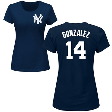 Women's New York Yankees Marwin Gonzalez ＃14 Roster Name & Number T-Shirt - Navy