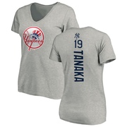 Women's New York Yankees Masahiro Tanaka ＃19 Backer Slim Fit T-Shirt Ash