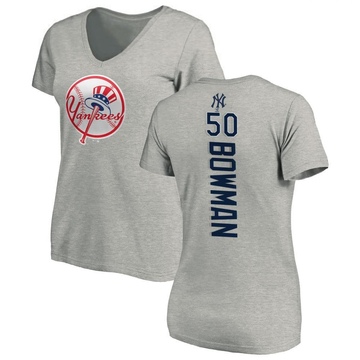 Women's New York Yankees Matt Bowman ＃50 Backer Slim Fit T-Shirt Ash