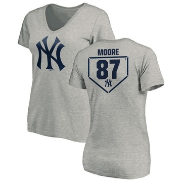 Women's New York Yankees McKinley Moore ＃87 RBI Slim Fit V-Neck T-Shirt Heathered - Gray