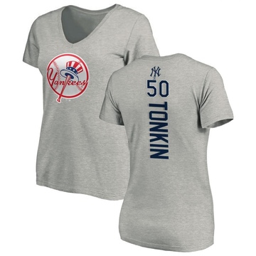 Women's New York Yankees Michael Tonkin ＃50 Backer Slim Fit T-Shirt Ash