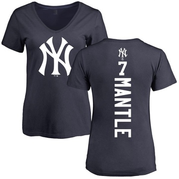 Women's New York Yankees Mickey Mantle ＃7 Backer Slim Fit T-Shirt - Navy