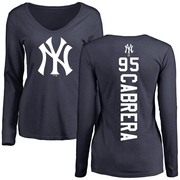 Women's New York Yankees Oswaldo Cabrera ＃95 Backer Slim Fit Long Sleeve T-Shirt - Navy