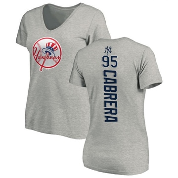 Women's New York Yankees Oswaldo Cabrera ＃95 Backer Slim Fit T-Shirt Ash