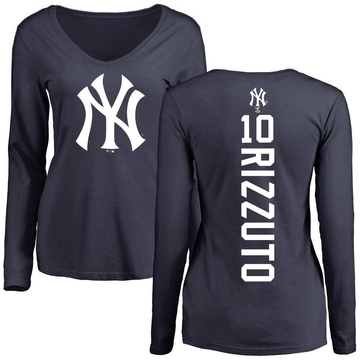 Women's New York Yankees Phil Rizzuto ＃10 Backer Slim Fit Long Sleeve T-Shirt - Navy