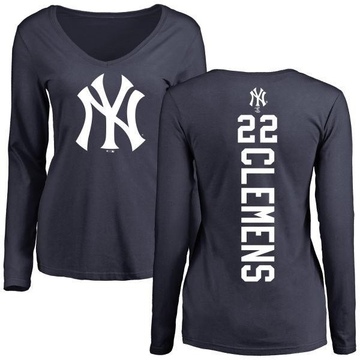 Women's New York Yankees Roger Clemens ＃22 Backer Slim Fit Long Sleeve T-Shirt - Navy