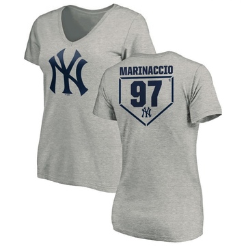 Women's New York Yankees Ron Marinaccio ＃97 RBI Slim Fit V-Neck T-Shirt Heathered - Gray