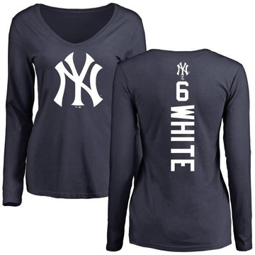 Women's New York Yankees Roy White ＃6 Backer Slim Fit Long Sleeve T-Shirt - Navy