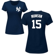 Women's New York Yankees Thurman Munson ＃15 Roster Name & Number T-Shirt - Navy