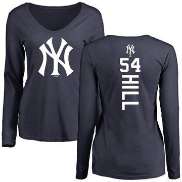 Women's New York Yankees Tim Hill ＃54 Backer Slim Fit Long Sleeve T-Shirt - Navy