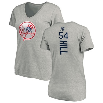 Women's New York Yankees Tim Hill ＃54 Backer Slim Fit T-Shirt Ash