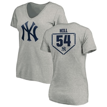 Women's New York Yankees Tim Hill ＃54 RBI Slim Fit V-Neck T-Shirt Heathered - Gray