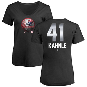 Women's New York Yankees Tommy Kahnle ＃41 Midnight Mascot V-Neck T-Shirt - Black