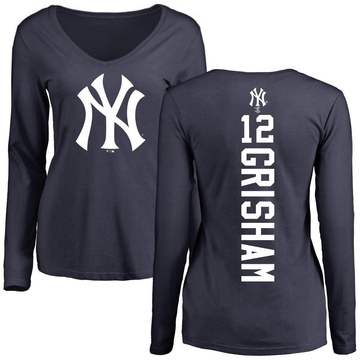 Women's New York Yankees Trent Grisham ＃12 Backer Slim Fit Long Sleeve T-Shirt - Navy