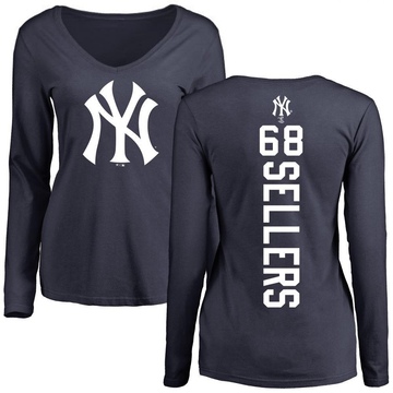 Women's New York Yankees Trent Sellers ＃68 Backer Slim Fit Long Sleeve T-Shirt - Navy