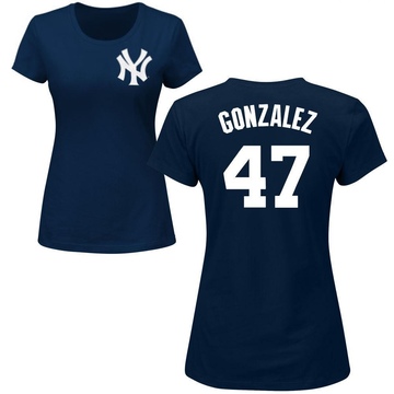 Women's New York Yankees Victor Gonzalez ＃47 Roster Name & Number T-Shirt - Navy