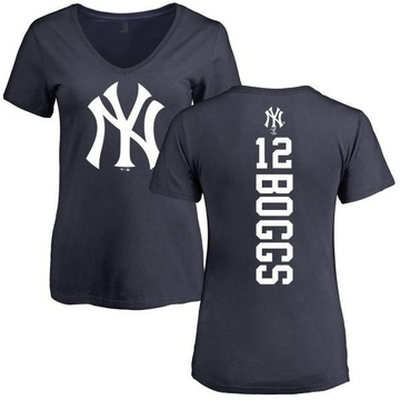 Women's New York Yankees Wade Boggs ＃12 Backer Slim Fit T-Shirt - Navy