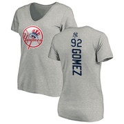 Women's New York Yankees Yoendrys Gomez ＃92 Backer Slim Fit T-Shirt Ash