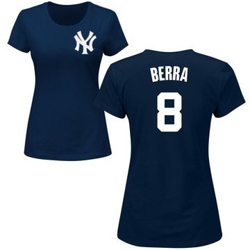 Women's New York Yankees Yogi Berra ＃8 Roster Name & Number T-Shirt - Navy