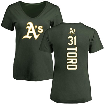 Women's Oakland Athletics Abraham Toro ＃31 Backer Slim Fit T-Shirt - Green