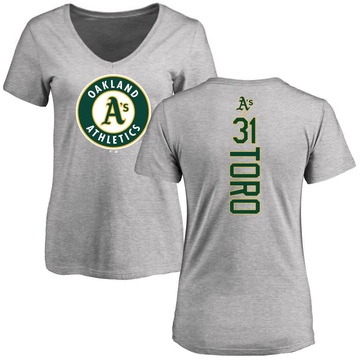 Women's Oakland Athletics Abraham Toro ＃31 Backer Slim Fit T-Shirt Ash