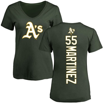 Women's Oakland Athletics Adrian Martinez ＃55 Backer Slim Fit T-Shirt - Green