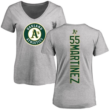 Women's Oakland Athletics Adrian Martinez ＃55 Backer Slim Fit T-Shirt Ash