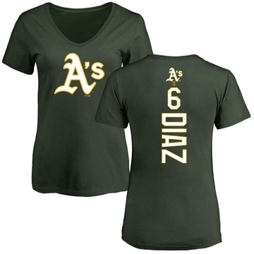 Women's Oakland Athletics Aledmys Diaz ＃6 Backer Slim Fit T-Shirt - Green