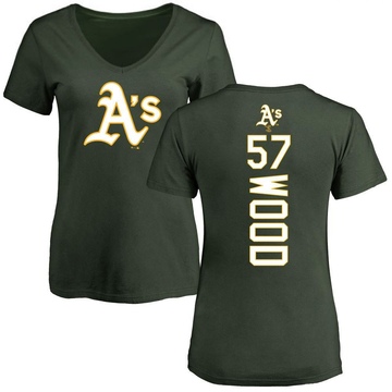 Women's Oakland Athletics Alex Wood ＃57 Backer Slim Fit T-Shirt - Green