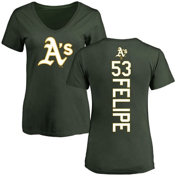 Women's Oakland Athletics Angel Felipe ＃53 Backer Slim Fit T-Shirt - Green