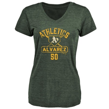 Women's Oakland Athletics Armando Alvarez ＃50 Base Runner T-Shirt - Green