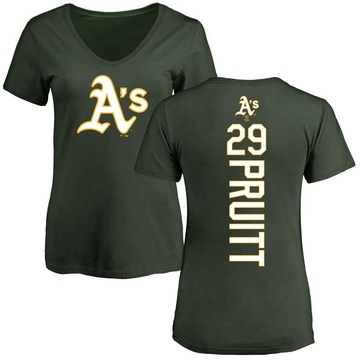 Women's Oakland Athletics Austin Pruitt ＃29 Backer Slim Fit T-Shirt - Green