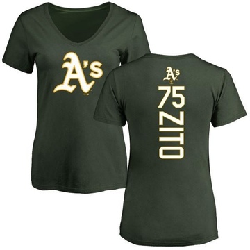 Women's Oakland Athletics Barry Zito ＃75 Backer Slim Fit T-Shirt - Green